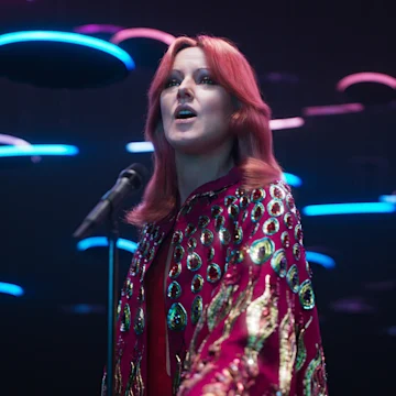 Production shot of ABBA Voyage in London, with the avatar of singer Anni-Frid Lyngstad.
